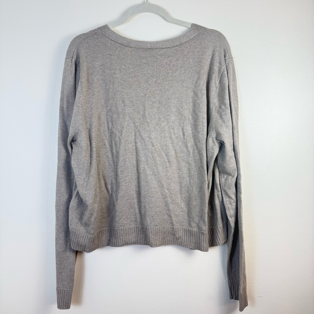 D & Co Women Cardigan Sweater VNeck Biege sz XL Stretch Ribbed Boho Indie Button - Picture 2 of 10